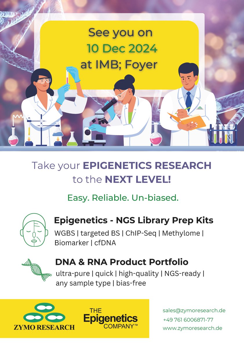 IMB Mainz (@imbmainz) on Twitter photo Stop by at IMB tomorrow for the <a href="/ZymoResearch/">Zymo Research</a> company fair 🧪 10:00-16:00 h in our foyer. Stop by at IMB tomorrow for the <a href="/ZymoResearch/">Zymo Research</a> company fair 🧪 10:00-16:00 h in our foyer.