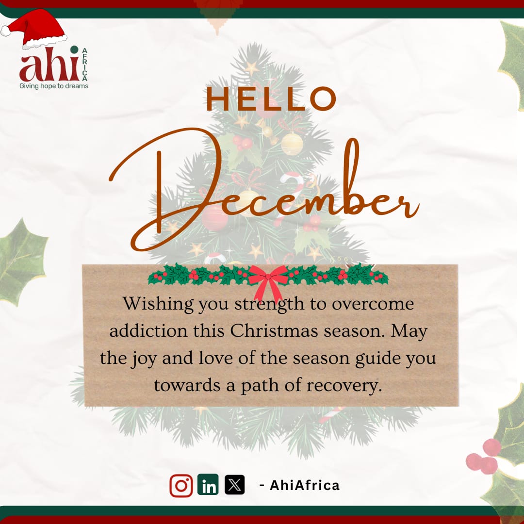 AhiAfrica's tweet image. Hello, December! 🎄
As the season of hope and love unfolds, let’s remember those on the journey to overcome addiction. AHI Africa is here to offer strength and support. Together, we can make recovery a reality. 💪❤️

 #HopeForRecovery #AHIAfrica