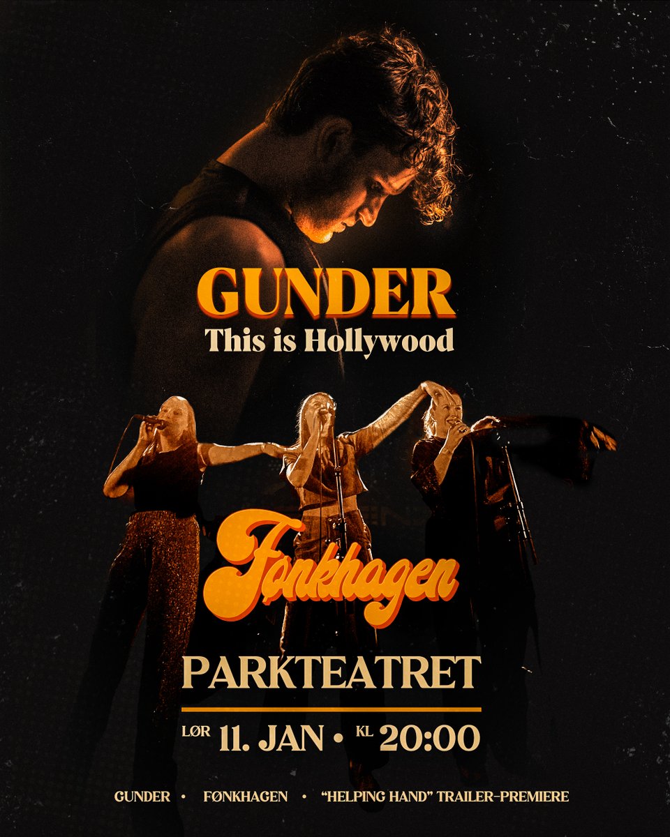 parkteatret's tweet photo. Gunder (This is Hollywood) + Fønkhagen | Parkteatret | 11.01🪩
Billetter finner du her: https://t.co/3S8O6ya3ZH https://t.co/JgR7meH9vg
