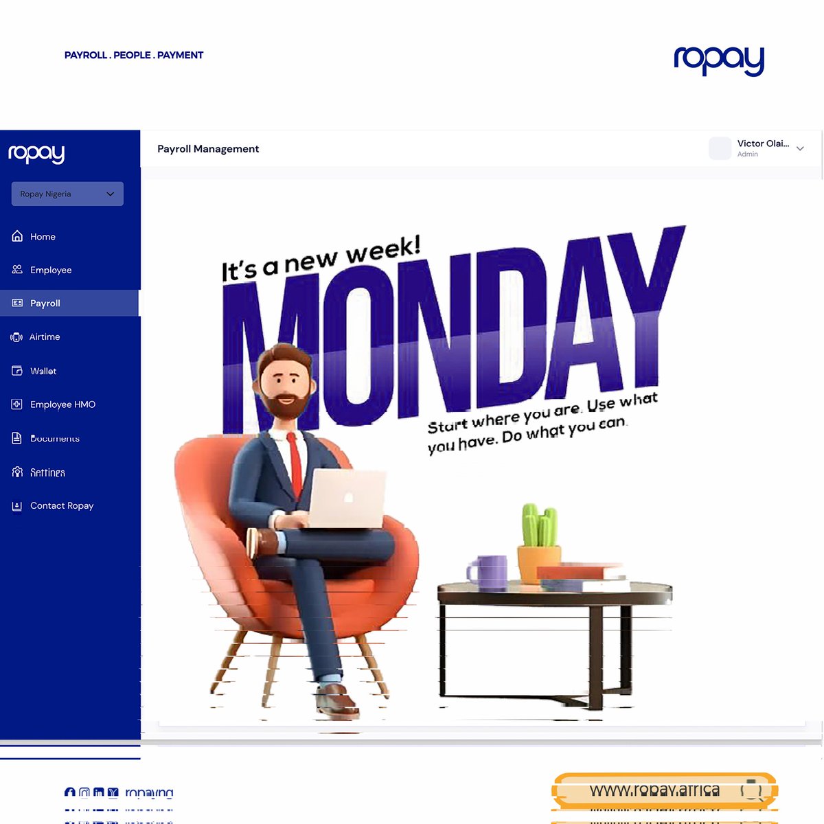 ropayng's tweet photo. Start your week on the right note! ✨
Automate your payroll and HR with roPay and focus on what matters most—your business. Cheers to a productive Monday! 💼
#PayrollSimplified #MondayMindset #roPay https://t.co/Fz7Ru279BG