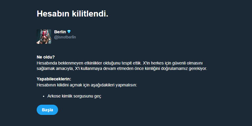 Berlin💎.ink (@isnotberlin) on Twitter photo Hesabım kilitlendi.
Görenler bir beğeni rt, yorum yapabilirlerse çok sevinirim. Hesabım kilitlendi.
Görenler bir beğeni rt, yorum yapabilirlerse çok sevinirim.