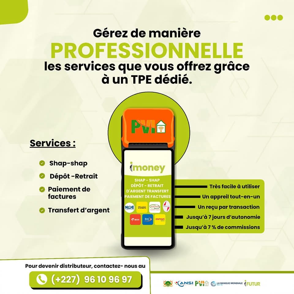 iPayMoneyy's tweet photo. Avec iMoney, regroupez tous vos services financiers dans une seule application intuitive. 

Effectuez des dépôts, retraits, paiements de factures et transferts d'argent en un clin d'œil, de manière simple et professionnelle. 

Pour devenir distributeur, 
📞 (+227) 96 10 96 97 https://t.co/u1wFEKWSAd