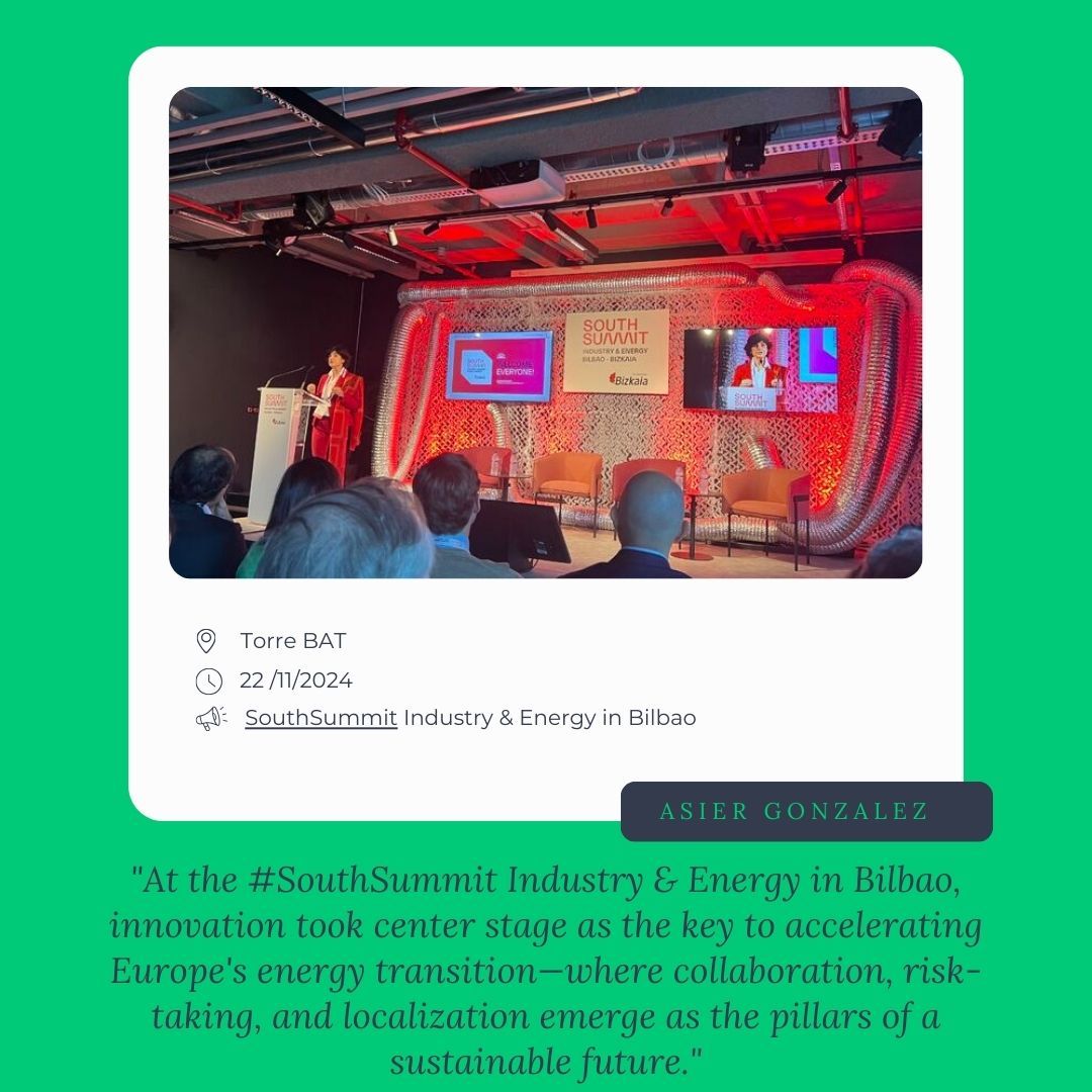 AsierGlez's tweet photo. 📍 South Summit Industry &amp; Energy | Bilbao
Innovation and energy transition are reshaping Europe, and Bilbao's #SouthSummit proved it once again! Together, startups, corporates, and institutions can fuel the energy transition.
#Innovation #EnergyTransition #Bizkaia #SouthSummit https://t.co/BHLbs5QaRI
