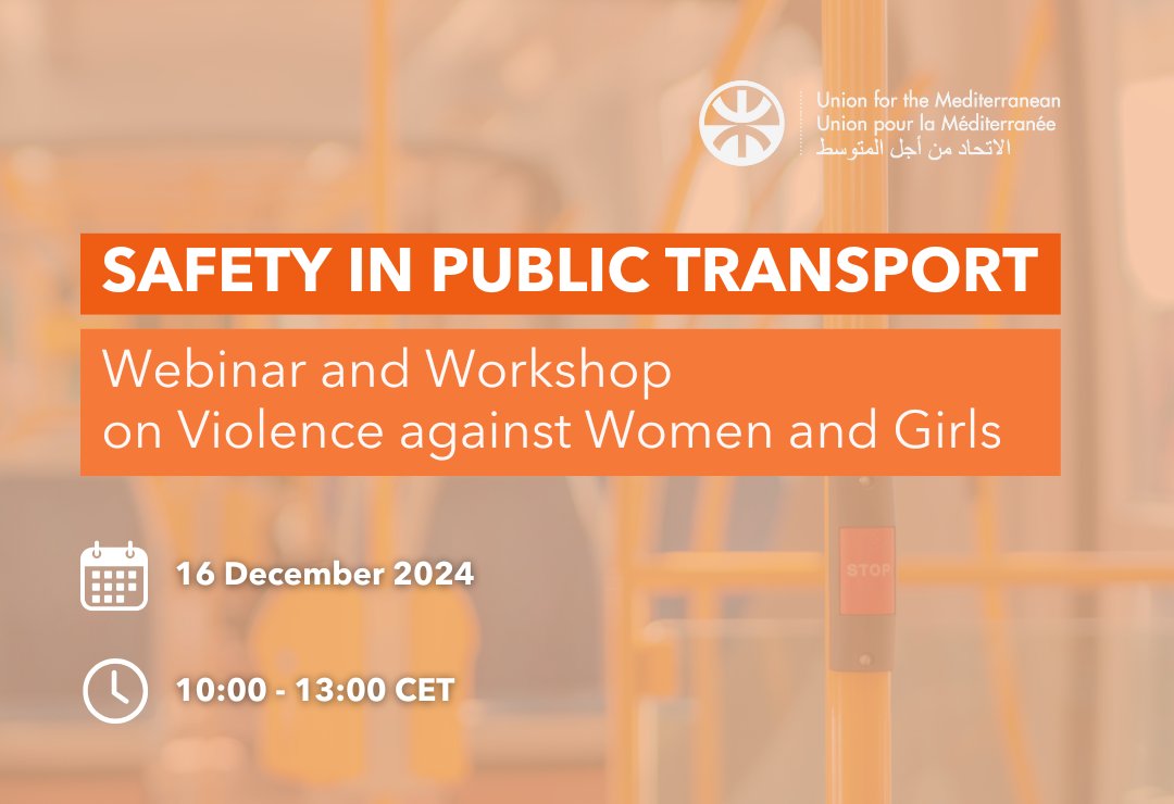 POLIS (@polisnetwork) on Twitter photo ๐๐๐ง๐ ๐ฎ๐ค๐ช๐ง ๐๐๐ก๐๐ฃ๐๐๐ง๐
On 16 December (10:00-13:00 CET), the <a href="/UfMSecretariat/">Union for the Mediterranean</a> will host a webinar and workshop addressing safety issues faced by women and girls in public transport, featuring our Secretary General, <a href="/Cluys/">Karen Vancluysen</a>โ๏ธ
Registerโก๏ธbuff.ly/49ppmjd ๐๐๐ง๐ ๐ฎ๐ค๐ช๐ง ๐๐๐ก๐๐ฃ๐๐๐ง๐
On 16 December (10:00-13:00 CET), the <a href="/UfMSecretariat/">Union for the Mediterranean</a> will host a webinar and workshop addressing safety issues faced by women and girls in public transport, featuring our Secretary General, <a href="/Cluys/">Karen Vancluysen</a>โ๏ธ
Registerโก๏ธbuff.ly/49ppmjd