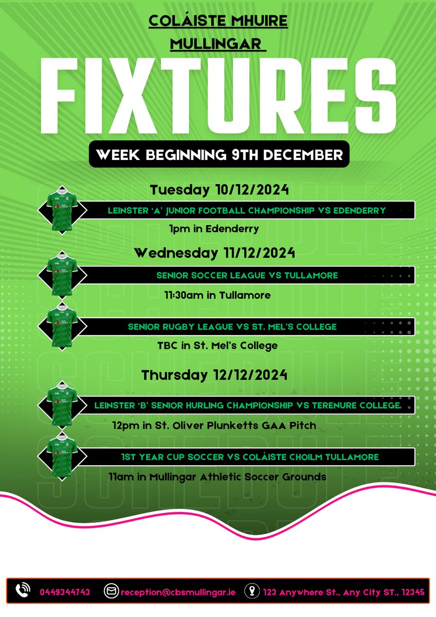 This week’s fixtures #positivityprideperformance
