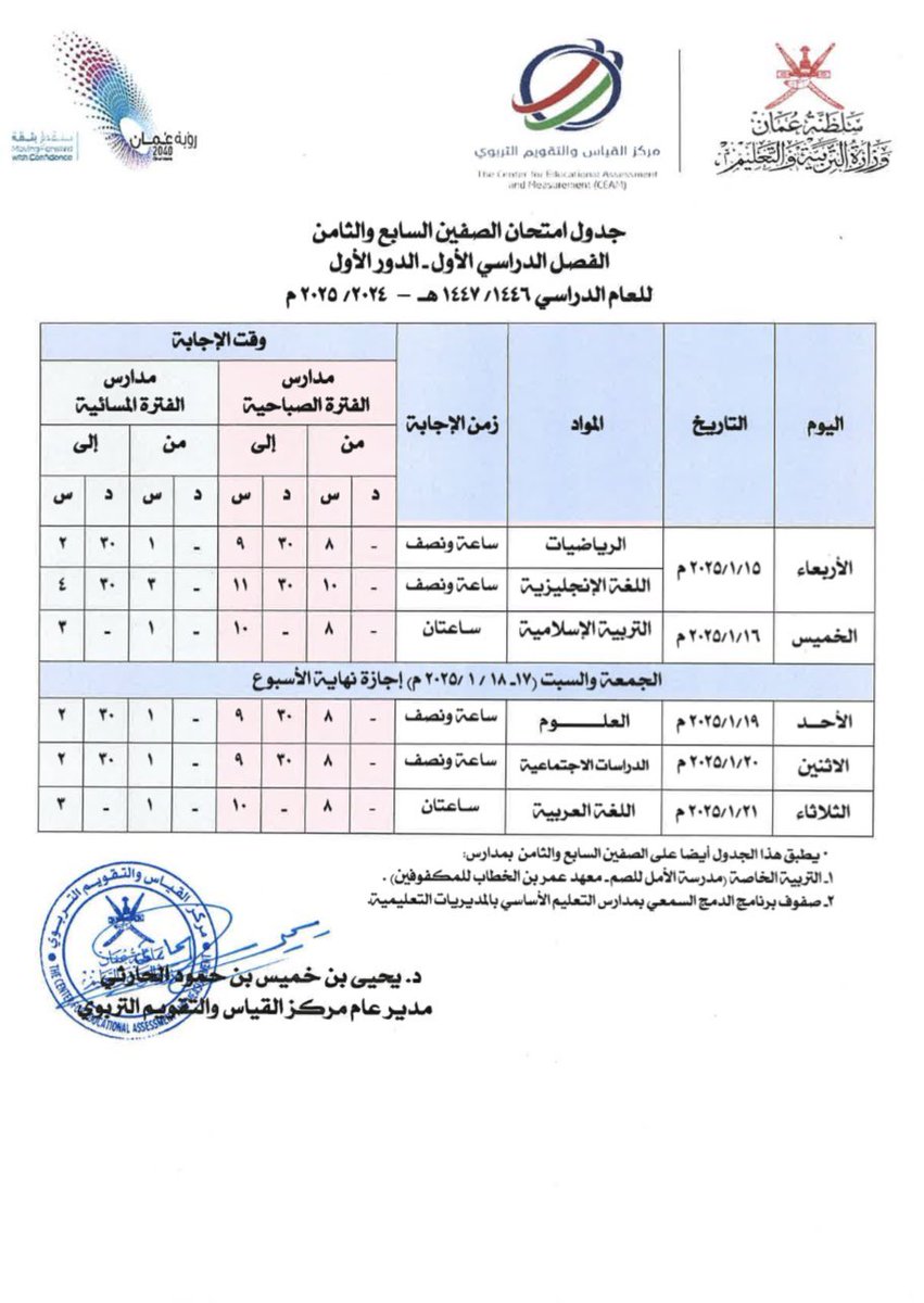 EduGovGDEE's tweet photo. جداول امتحانات الصفوف (٥- ١٠)
الفصل الدراسي الاول - الدور الاول
للعام الدراسي 2024-2025 https://t.co/Bf19KXUP63