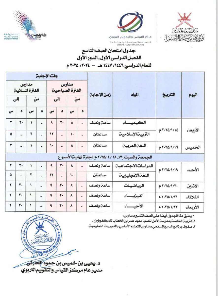 EduGovGDEE's tweet photo. جداول امتحانات الصفوف (٥- ١٠)
الفصل الدراسي الاول - الدور الاول
للعام الدراسي 2024-2025 https://t.co/Bf19KXUP63