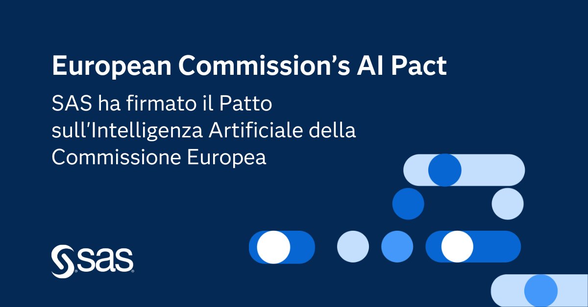 SAS ha firmato il Patto sull'Intelligenza Artificiale della Commissione Europea, impegnandosi così ad adottare i principi del regolamento europeo sull'#AI 👉 2.sas.com/6015Q1hdf