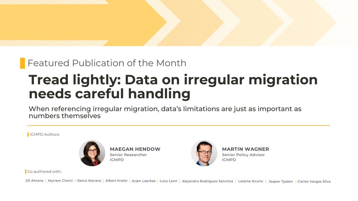 ICMPD's tweet photo. Featured Publication of the Month🎯Political parties that use migration as a rallying piece in their platforms have become more prominent, building on the narrative of increasing irregular migration - but, how fit is the available data on irregular migration for policymaking?

A new policy brief suggests there has been no definitive change in the number and share of irregular migrant population in Europe since estimates in 2008.

🔗 Read our Featured Study of the Month and discover more about the available data on irregular migration in Europe, its usage, limitations and elements to pay attention to: https://t.co/bCtmHnzWDt