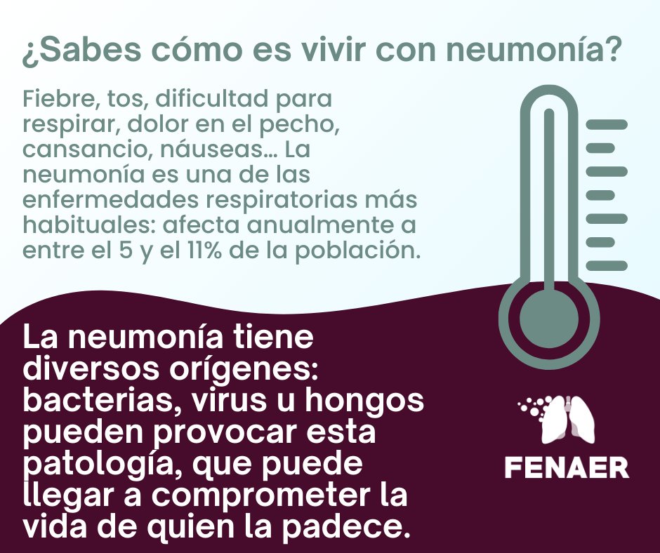 📢 La neumonía, tan común y conocida, puede llegar a ser muy grave tanto en personas con factores de riesgo como en aquellos que presentan otras patologías.
ℹ️ ¿Quieres saber más?
fenaer.es/neumonia/
<a href="/neumoai/">NEUMOAI</a>