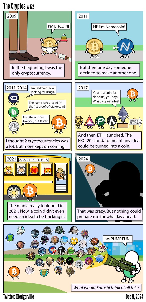 ledgerville's tweet photo. Comic 172. In the beginning
(Reposted as I accidentally uploaded an earlier draft initially)
#Namecoin @Namecoin #Dash #Darkcoin #Peercoin @Peercoin #BTC #Bitcoin #Dentacoin #Potcoin @AttentionToken @garliccoin #Litecoin #LTC @Litecoin #Pumpdotfun #webcomic #thecryptos https://t.co/LzIjF4GJs4