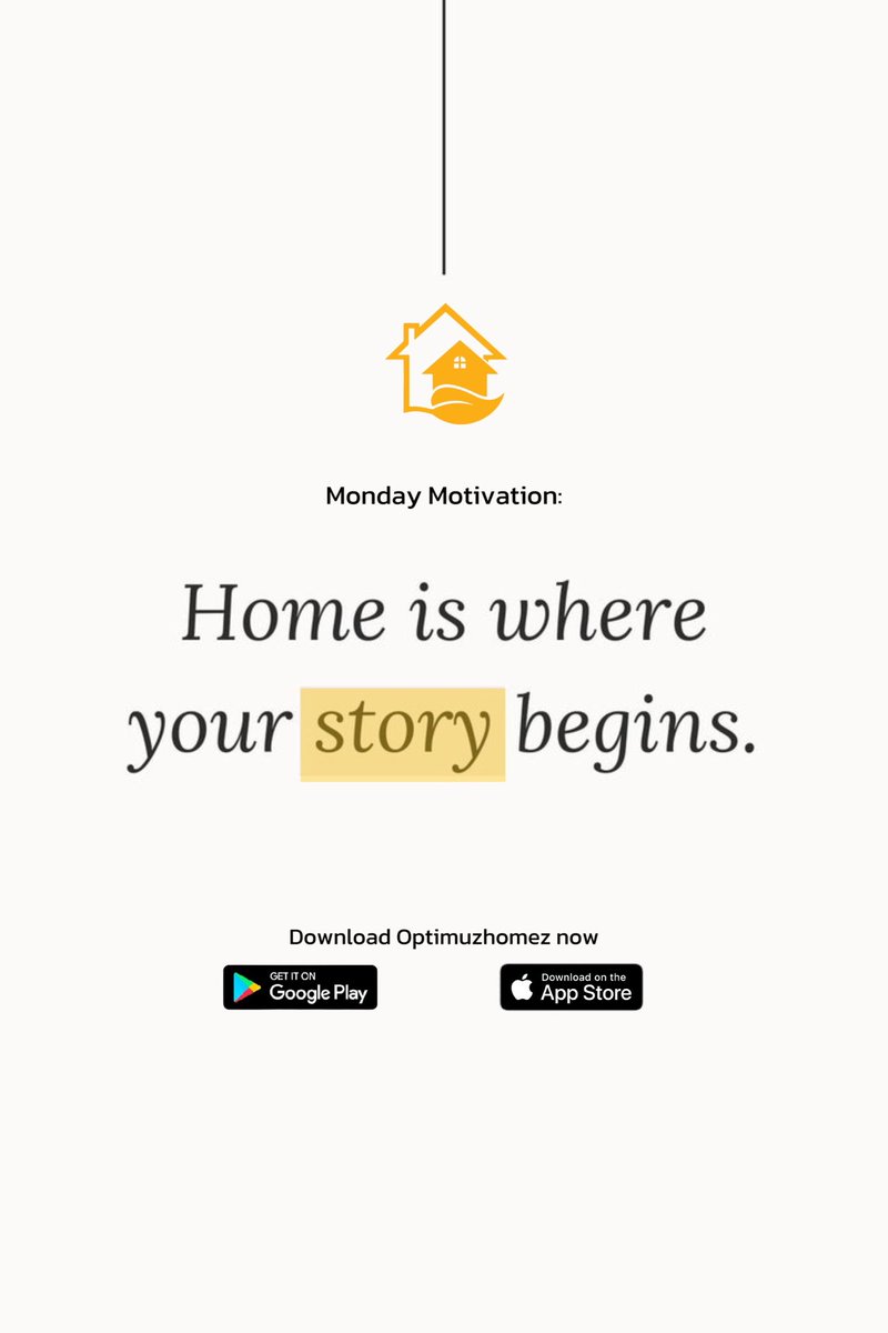 OPTIMUZHOMEZ's tweet image. Monday Motivation: Home is where the heart is, and where your story unfolds. Ready to start your next chapter? Download Optimuzhomez now and make your dream home a reality 

#OptimuzHomez #HomeApp #MondayMotivation #HappyNewWeek