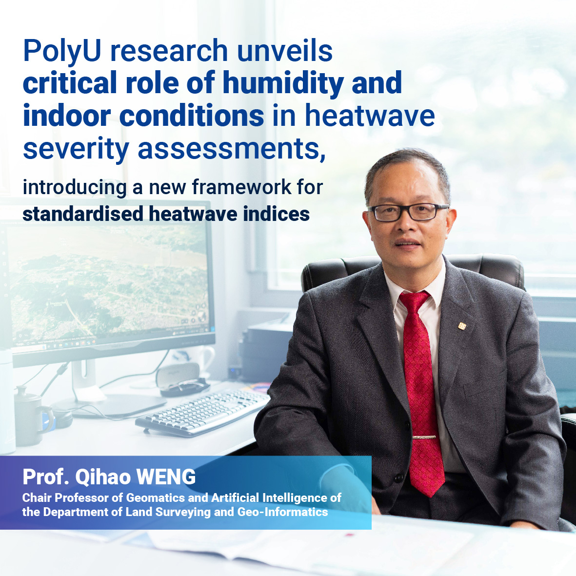 HongKongPolyU's tweet photo. 【📢 #PolyU Research Reveals the Importance of a new framework for standardised heatwave indices】
🌍 Unprecedented extreme heat represents a critical #ClimateChallenge, resulting in approximately 490,000 heat-related deaths globally each year, with 45% of these fatalities occurring in Asia. In particularly humid conditions, even if the ambient temperature is only 28 °C, the saturated air moisture makes effective sweat evaporation and heat dissipation difficult and causes body temperature to rise faster, potentially leading to fatigue, dehydration or heat stroke.
A research team led by Prof. Qihao WENG, Chair Professor of Geomatics and Artificial Intelligence of the Department of Land Surveying and Geo-Informatics, Associate Director of the Research Institute for Land and Space, Director of the PolyU Research Centre for Artificial Intelligence in Geomatics, and Director of the Jockey Club STEM Lab of Earth Observations together with Postdoctoral Fellow Dr Pir MOHAMMAD, found that some existing heatwave indices are unable to accurately capture heatwave severity in diverse geographical regions and climate conditions. It is suggested to include humidity and indoor environmental conditions in identifying a dangerous heatwave. The development of a global heat risk framework and early warning systems🚨are also recommended to alleviate the impact of heatwaves on human health. The research findings have been published in the international journal #Nexus.
Know more: https://t.co/9noyp6Netw
#PolyU #PolyUResearch #Heatwave #ClimateCrisis #PublicHealth