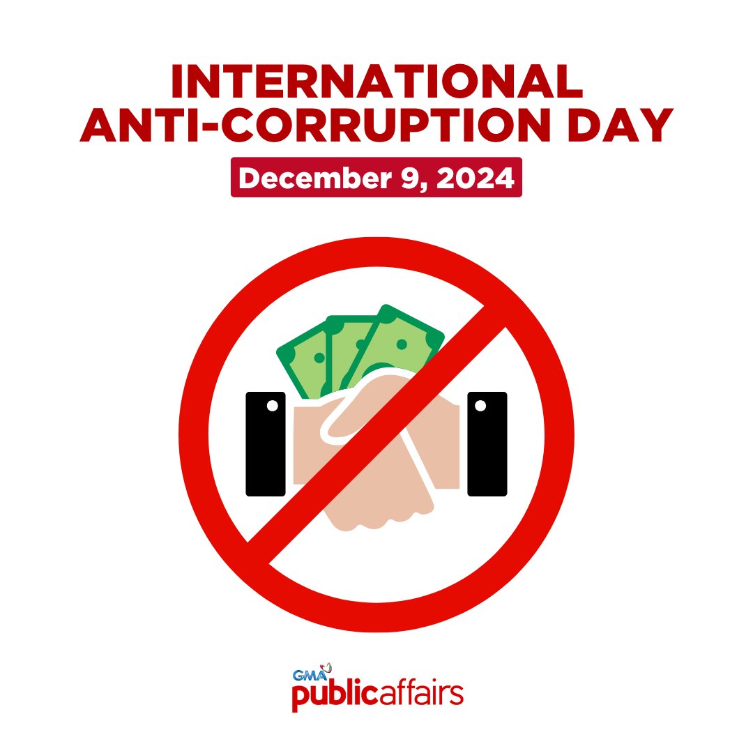 GMA_PA's tweet photo. December 9 is International Anti-Corruption Day!
Kasama ang #ReportersNotebook, patuloy tayong magbantay sa mga isyu ng lipunan lalo na sa paggamit ng kaban ng bayan! https://t.co/fePUXtilOJ