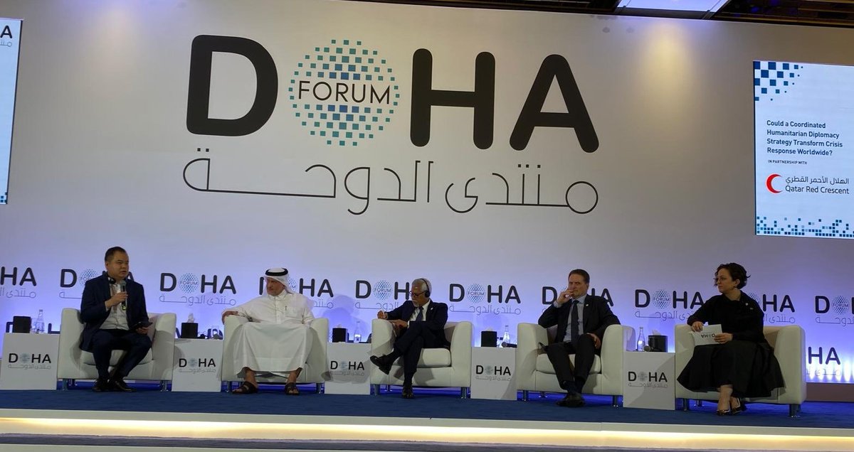 AAlsukhni's tweet photo. Grateful to the @DohaForum team for their outstanding organization and collaboration in supporting the panel discussion on #Humanitarian_Diplomacy in partnership with @QRCS. Highlighting humanitarian issues at such a global platform greatly empowers the #Humanitarian_Sector. https://t.co/pTtHAZRzLv