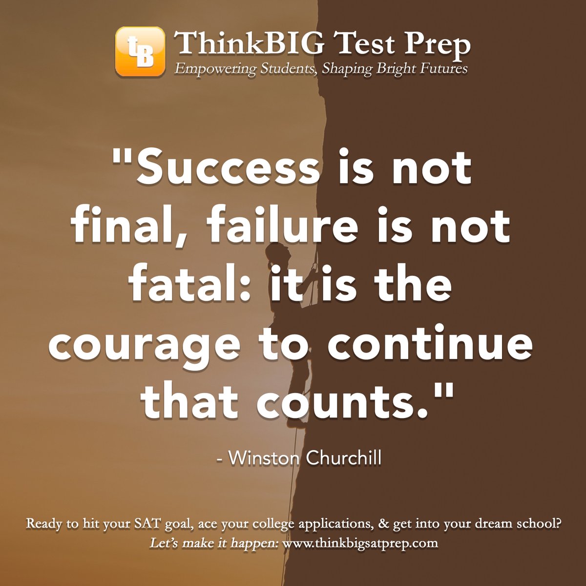 thinkbigsatprep's tweet photo. 🌟 It’s the courage to keep going that truly matters.🌟

Let’s work together to make it happen. Visit us at https://t.co/UWzREXk22R. 💪✨

#ThinkBigTestPrep #KeepGoing #SATPrep #CollegeReady https://t.co/gtThYd4hOV