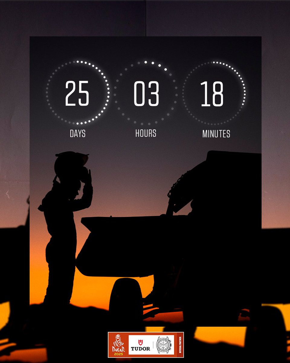 dakar's tweet photo. 2️⃣5️⃣ days to Dakar 2025! The adventure of a lifetime awaits! 🏍️🏜️  

🔜 #Dakar2025 #DakarInSaudi 

#TudorWatch #BornToDare https://t.co/2SIPzqywTY