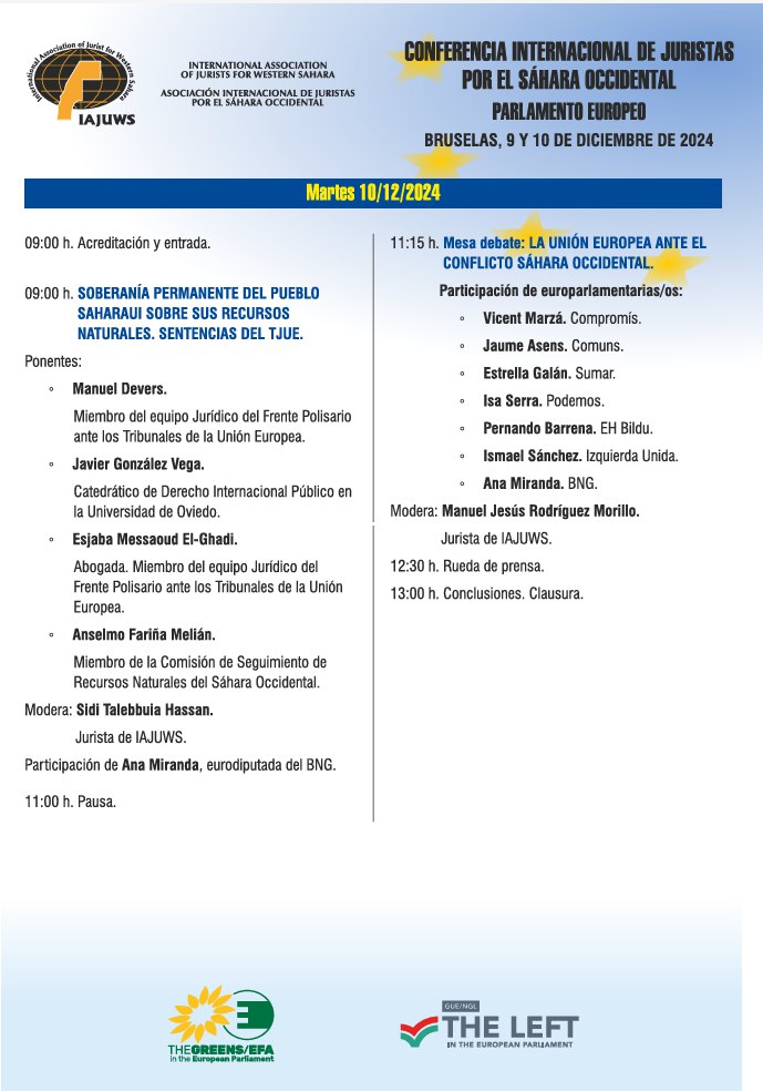 📢 Este martes, Ismael Sánchez, en representación de <a href="/IzquierdaUnida/">Izquierda Unida🔻🇵🇸</a>, participará en la Conferencia Internacional de Juristas por el Sáhara Occidental en el Parlamento Europeo.Un espacio clave para defender el derecho del pueblo saharaui a la autodeterminación. #SáharaOccidental
