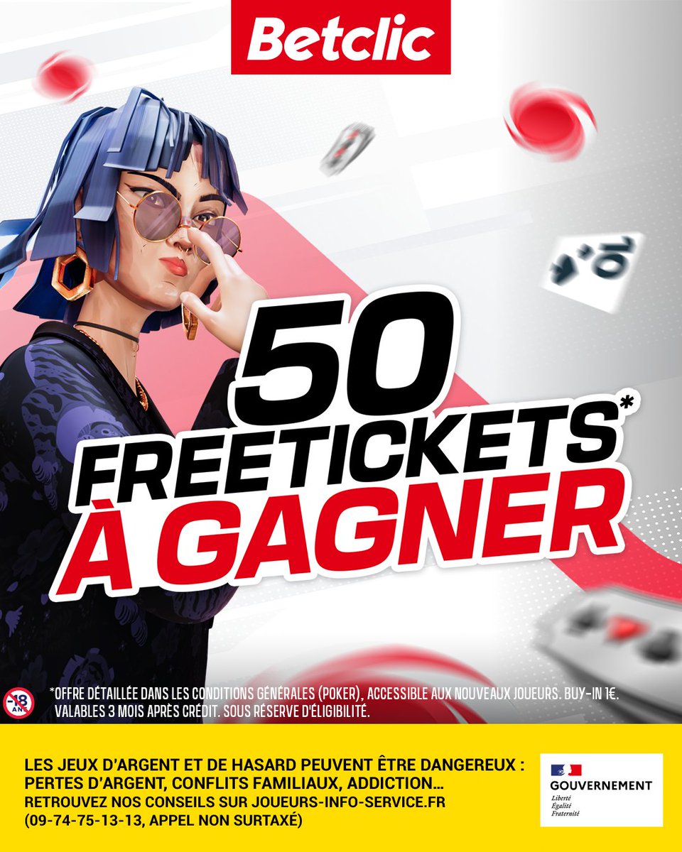 Betclic's tweet photo. 🃏 ENVIE DE VENIR VIBRER AVEC LE SPIN &amp; RUSH ? ⚡️

On offre 50 Freetickets* de 5€ pour que tu puisses venir t'amuser et découvrir toutes les nouveautés ! 🎁

🔁 RT + Ton pseudo et #BetclicPoker pour participer https://t.co/8gZtB0NG8v