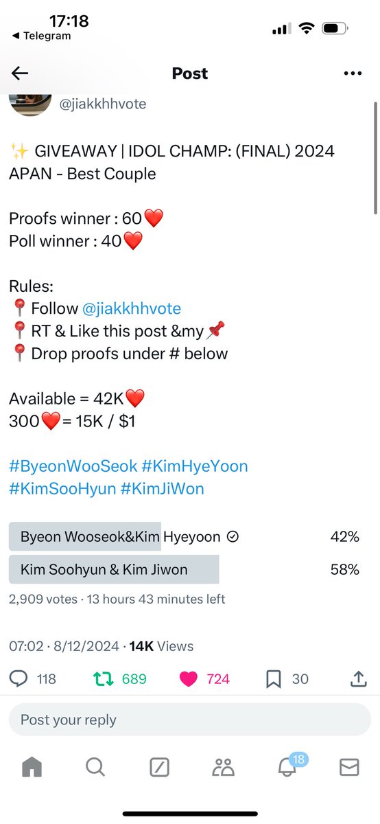 CSVT_'s tweet photo. @jiakkhhvote Done for #ByeonWooSeok #KimHyeYoon https://t.co/quQrBg675M