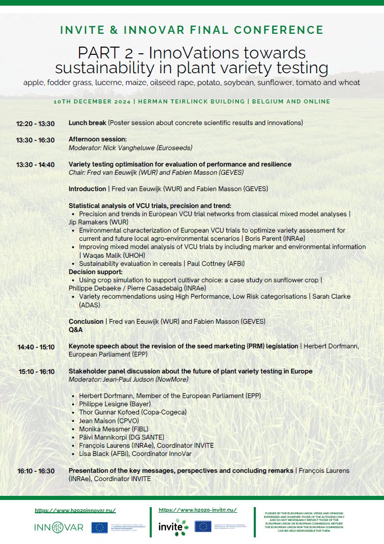 H2020 INVITE project (@invite_eu) on Twitter photo 🌟INVITE-<a href="/Innovar_EU/">InnoVar_EU</a> Final Conference Part 2 is tomorrow!
💡Explore innovations in #varietytesting for 1⃣0⃣ crops!
👥 Join experts & stakeholders discussing research & sustainability👉 teams.microsoft.com/l/meetup-join/…
#DUS #VCU 🌟INVITE-<a href="/Innovar_EU/">InnoVar_EU</a> Final Conference Part 2 is tomorrow!
💡Explore innovations in #varietytesting for 1⃣0⃣ crops!
👥 Join experts & stakeholders discussing research & sustainability👉 teams.microsoft.com/l/meetup-join/…
#DUS #VCU