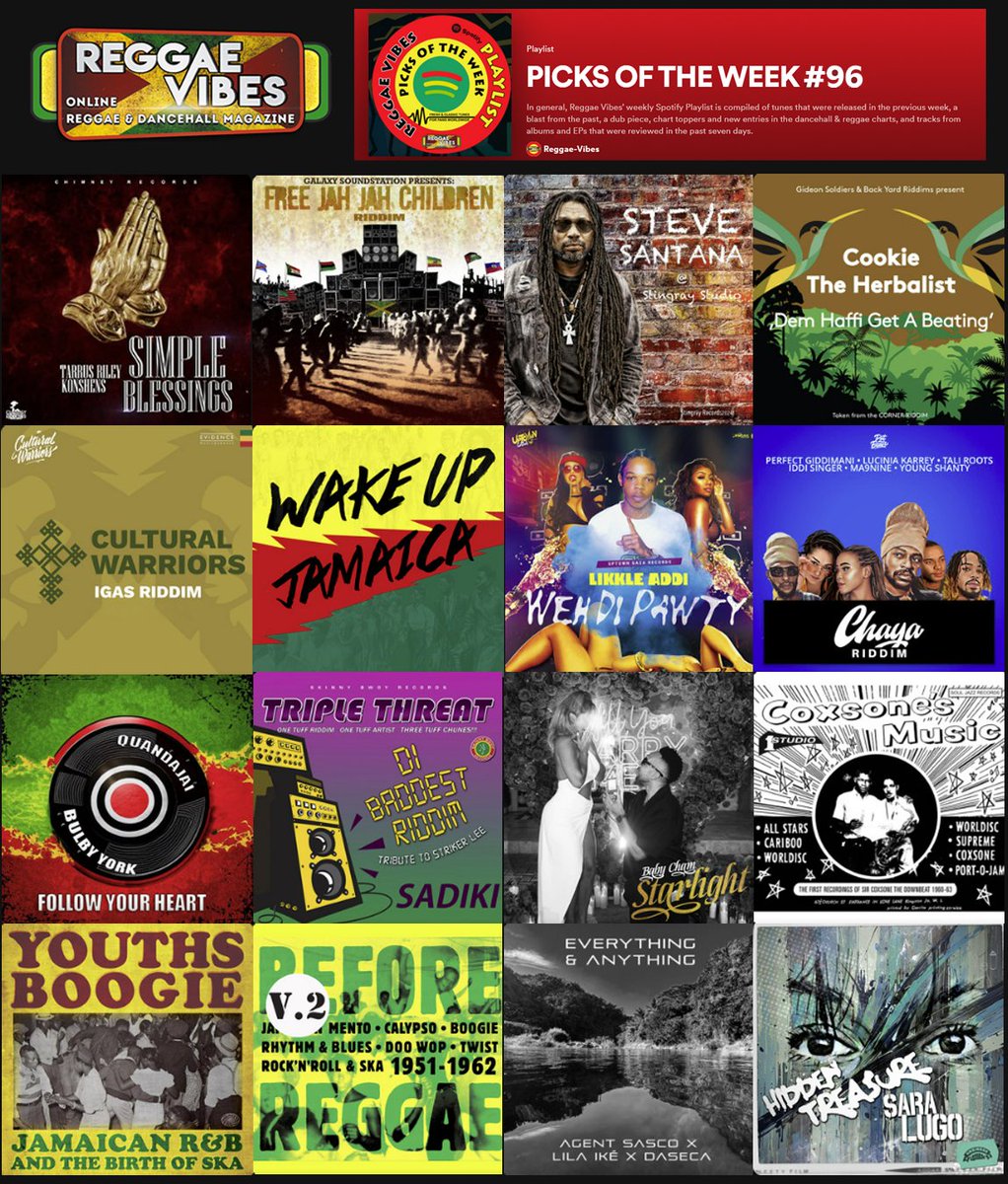 REGGAE VIBES SPOTIFY PLAYLIST #96
Enjoy listening to these and other tunes that are featured on this week's Reggae Vibes Spotify playlist: PICKS OF THE WEEK, compiled by the Reggae Vibes crew.
#TarrusRiley #konshens #Iotosh #CaliP #Luciano #Chezidek
open.spotify.com/playlist/11VSS…