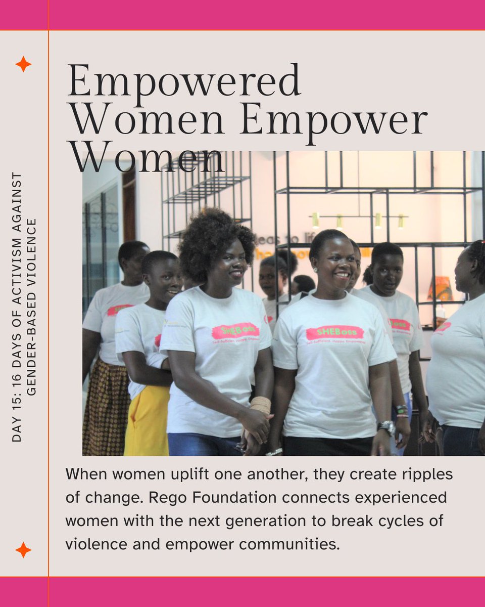RegoFoundation's tweet photo. Day15: 
When women support and uplift each other, they create a powerful 𝙬𝙖𝙫𝙚 𝙤𝙛 𝙘𝙝𝙖𝙣𝙜𝙚. At Rego Foundation, we believe in the transformative impact of women empowering women.
#16daysofactivism #empoweredwomenempowerwomen https://t.co/mqyTXH6jcL