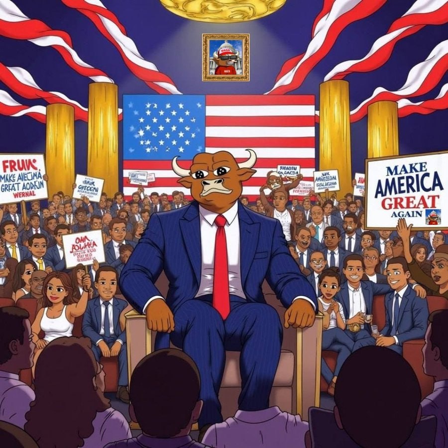 BullonsolBull's tweet photo. $BULL president 😎
 Make bull run great again💸
#BULL #BULLRUN #SOLANA https://t.co/2h2gqm0NzI