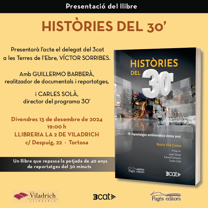 nurivilcom's tweet photo. Bon dia! Aquesta setmana farem les últimes presentacions de l'any d'"Històries del 30'"! A Terrassa, a Tortosa... I també a Banyoles, on jugo a casa! #40anys30minuts @30minuts https://t.co/pBCSqfvvtb