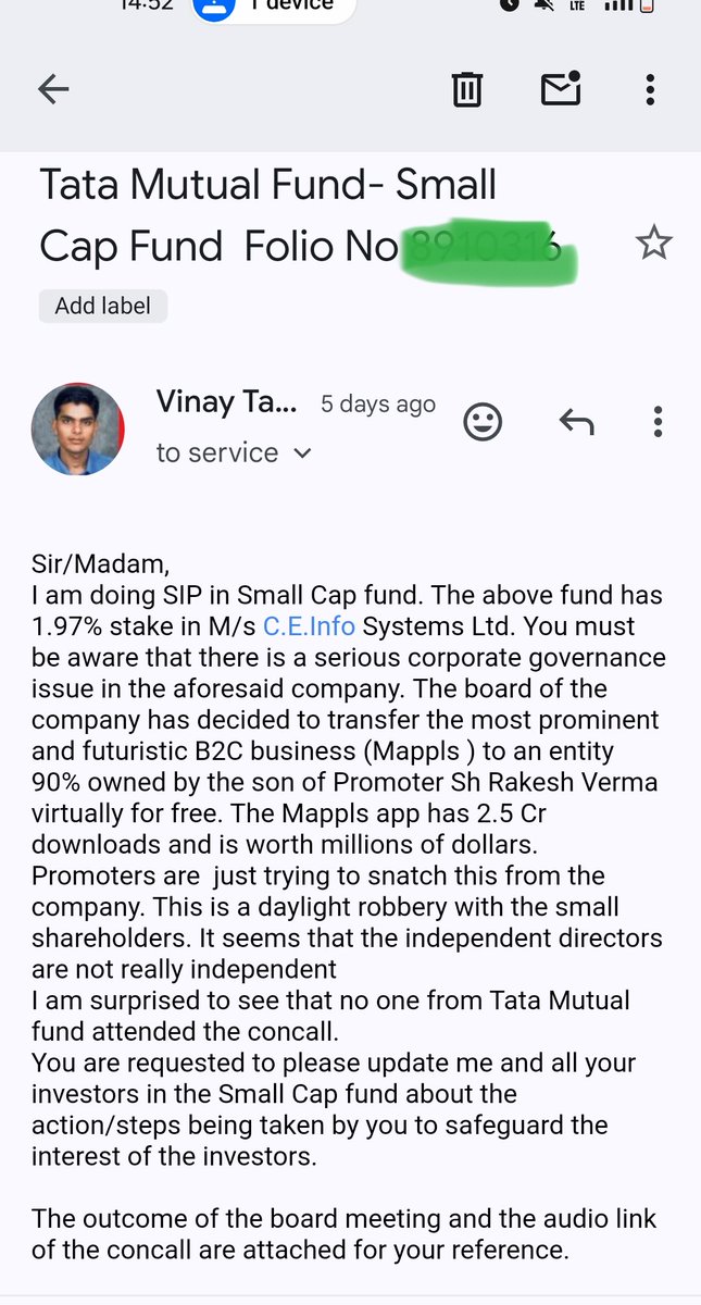 vinaytaparia's tweet photo. Finally MapmyIndia has reversed the decision.
I think I have 1% contribution in this. I wrote to the company, directors, Auditor and investors like phonepe, tata mutual fund ,Zenrin etc.
#Mapmyindia #Ceinfo https://t.co/zYQyN2p9n8