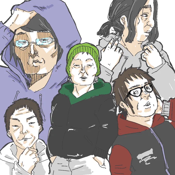 40超えてパーカー着てるおじさんが話題なので似顔絵を描きました 