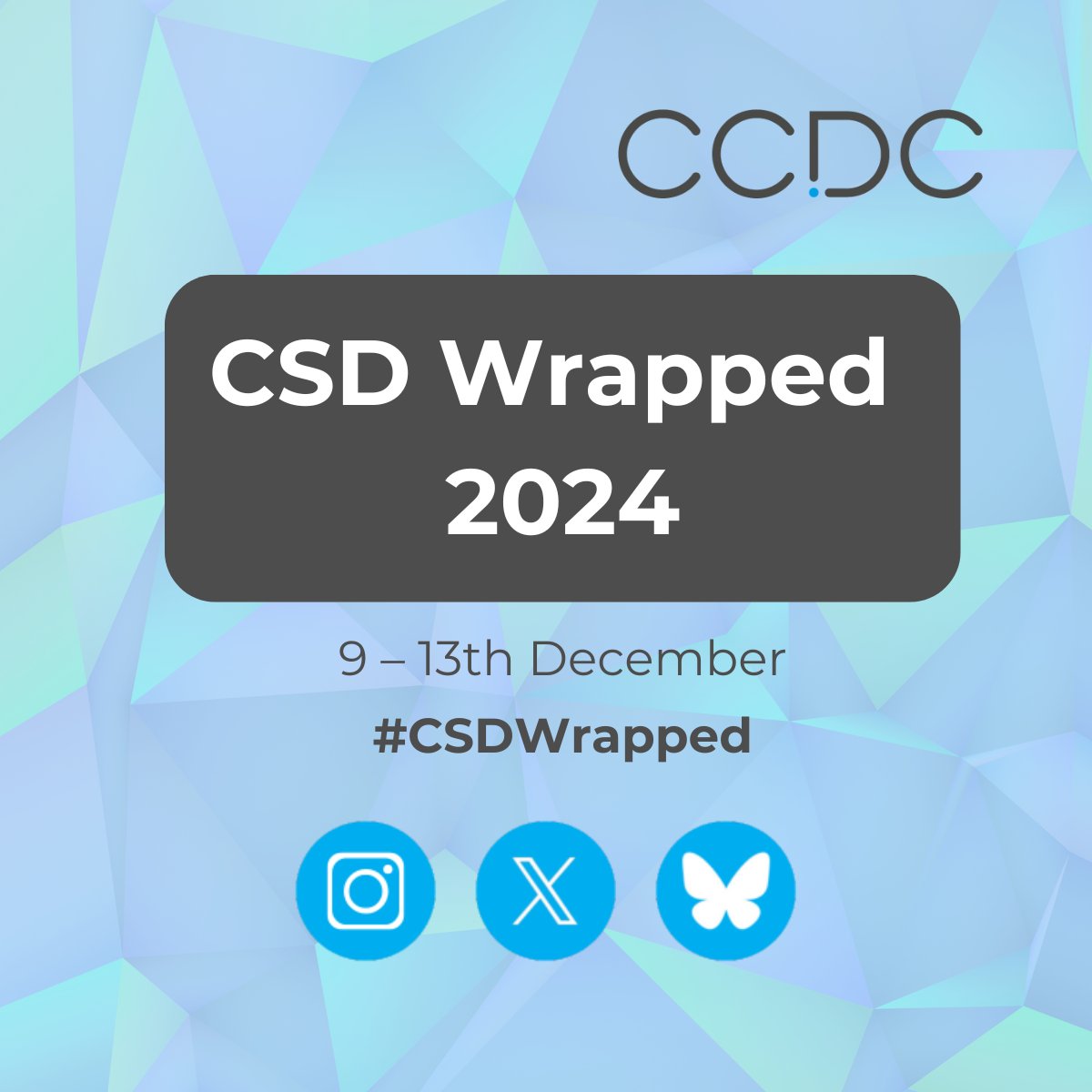 ccdc_cambridge's tweet photo. It's the most wonderful time of the year — #CSDWrapped is back!

Get a personalized summary of your published crystal structures from Oct23-Oct24. 
Just ask us "What's my #CSDWrapped @ccdc_cambridge?" and tell us your publishing name.

#Crystallography #Chemistry #MoveOverSpotify https://t.co/wlk1w175t0