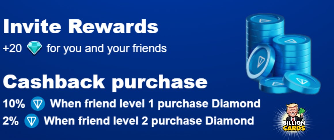 billion_cards's tweet photo. 💎 Billionaires, don’t forget! 💎

Did you know you can stack up Diamonds and TON effortlessly? Here’s your gentle nudge:

👉 20 Diamonds for every friend you invite.

👉 TON Cashback from friends’ purchases:
✅10% TON from level 1 friends.
✅2% TON from level 2 friends.

The rewards have been waiting for you—time to claim them and grow your empire! 🚀✨