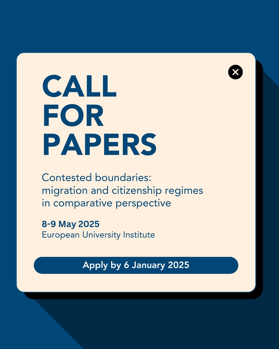 GlobalGovernanceProg (@eui_globgovprog) on Twitter photo Submit your proposal for the upcoming conference hosted by <a href="/MPC_EUI/">Migration Policy Centre</a> & the Global Citizenship Observatory.
โ๏ธScholars, researchers + practitioners from diverse disciplines are invited to submit contributions with methodological or conceptual innovations.
๐ loom.ly/uSJFa5w Submit your proposal for the upcoming conference hosted by <a href="/MPC_EUI/">Migration Policy Centre</a> & the Global Citizenship Observatory.
โ๏ธScholars, researchers + practitioners from diverse disciplines are invited to submit contributions with methodological or conceptual innovations.
๐ loom.ly/uSJFa5w