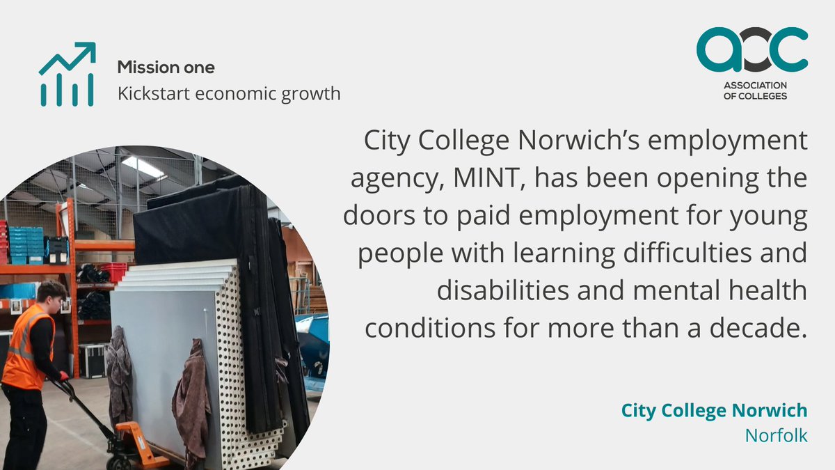 Colleges have a key role to play in all five of the new government’s missions. Great to see <a href="/AoC_info/">Association of Colleges (AoC)</a> highlighting this through the Mission Accepted report which is full of impactful case studies from across the sector. #MissionAccepted 

aoc.co.uk/news-campaigns…