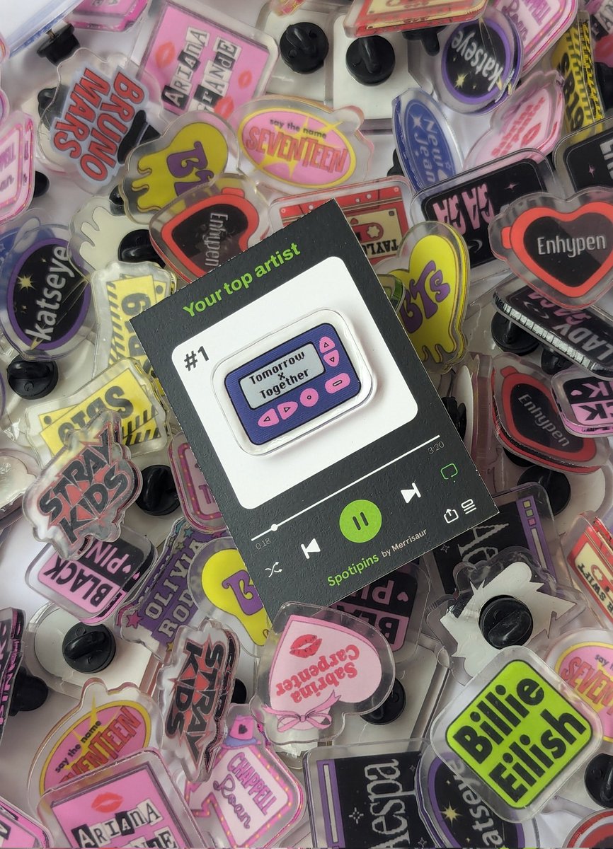 Merrisaur's tweet photo. ✨ Spotify wrapped in acrylic pin form ✨
Limited Stocks only‼️‼️‼️

👾 P40 ea/ 3 for 110
👾 Acrylic pins
👾 Rubber pin backs
👾 Onhand 

Dm if inch/ for order 😶‍🌫️

Wts lfb Inch check txt seventeen enhypen bts straykids blackpink katseye billie eislish Ariana grande sb19 https://t.co/XNLP6jEltB