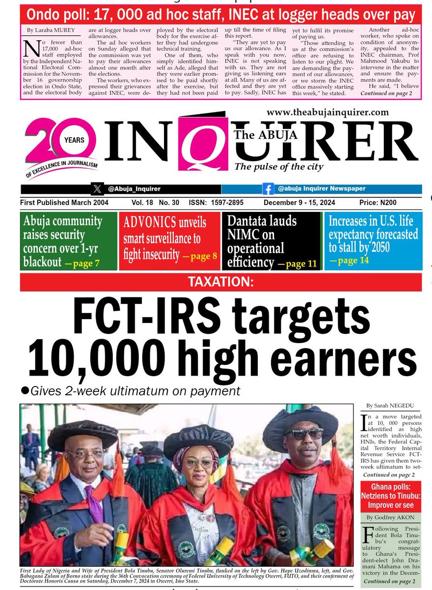 standard_ngr's tweet photo. 18. @NigNewsDirect
- Economic Reforms: Tinubu still in Nigerians goodwill - SGF
19. The Inquirer
- Abuja community raises security concern over 1-year blackout
Tags: ICT Nationwide #Assad #SyrianRebels #AssadOut #pantenealtinkelebek #Syria #SyrianCivilWar https://t.co/mBhwFF3sCf