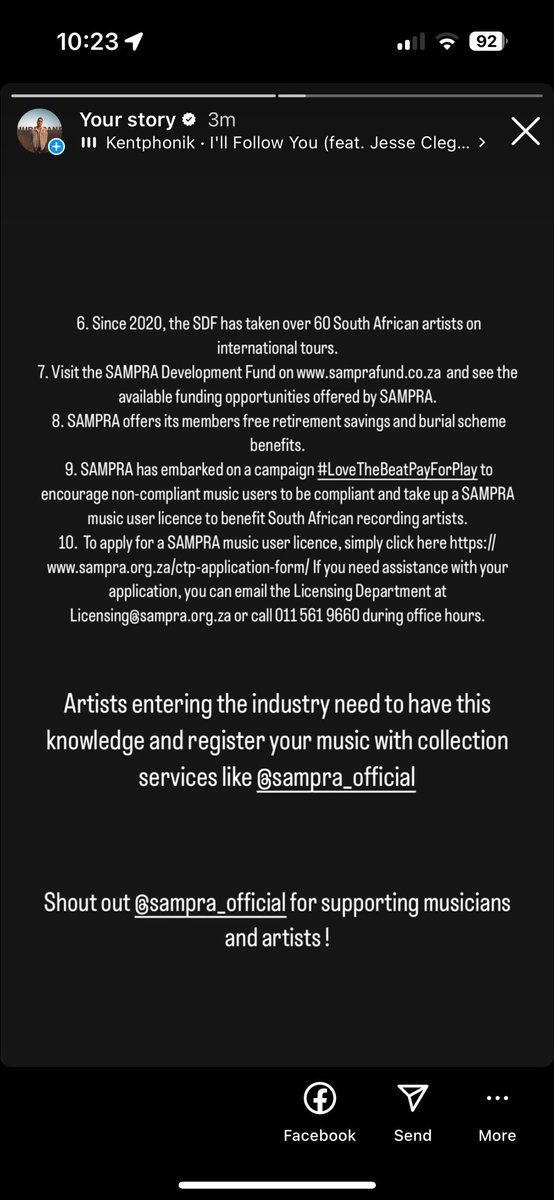 Jesse_Clegg's tweet photo. A fact sheet for all musicians entering the music industry. Learn how to monetize and earn off of your releases with @OfficialSAMPRA . A hugely important service for the sustainability of SA music. Shout out #SAMPRA for supporting the arts. https://t.co/vgZRIIgKN3