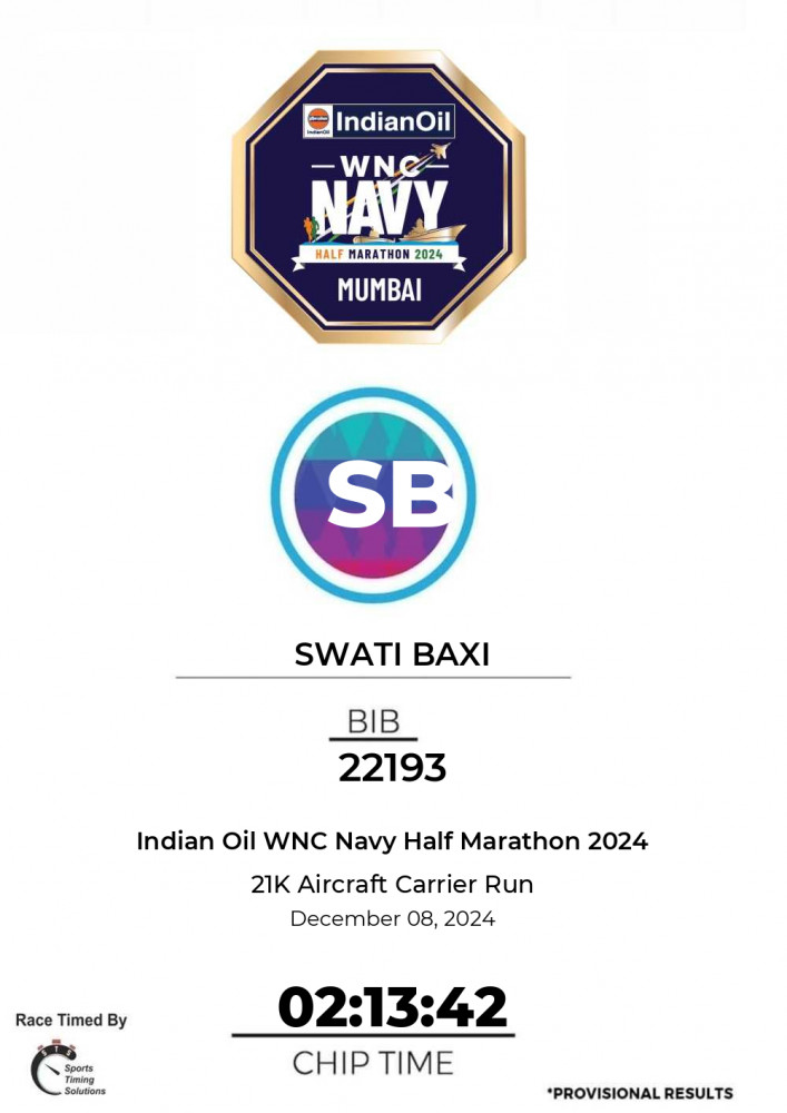 Talent is overrated, hard work may still work. Focus on the process and leave the outcome. That's what I have been trying to do. Happy to share the Navy HM result. Go hard or Go home, says <a href="/Runningrathod26/">Suresh Rathod</a> - the constant guide in this journey.