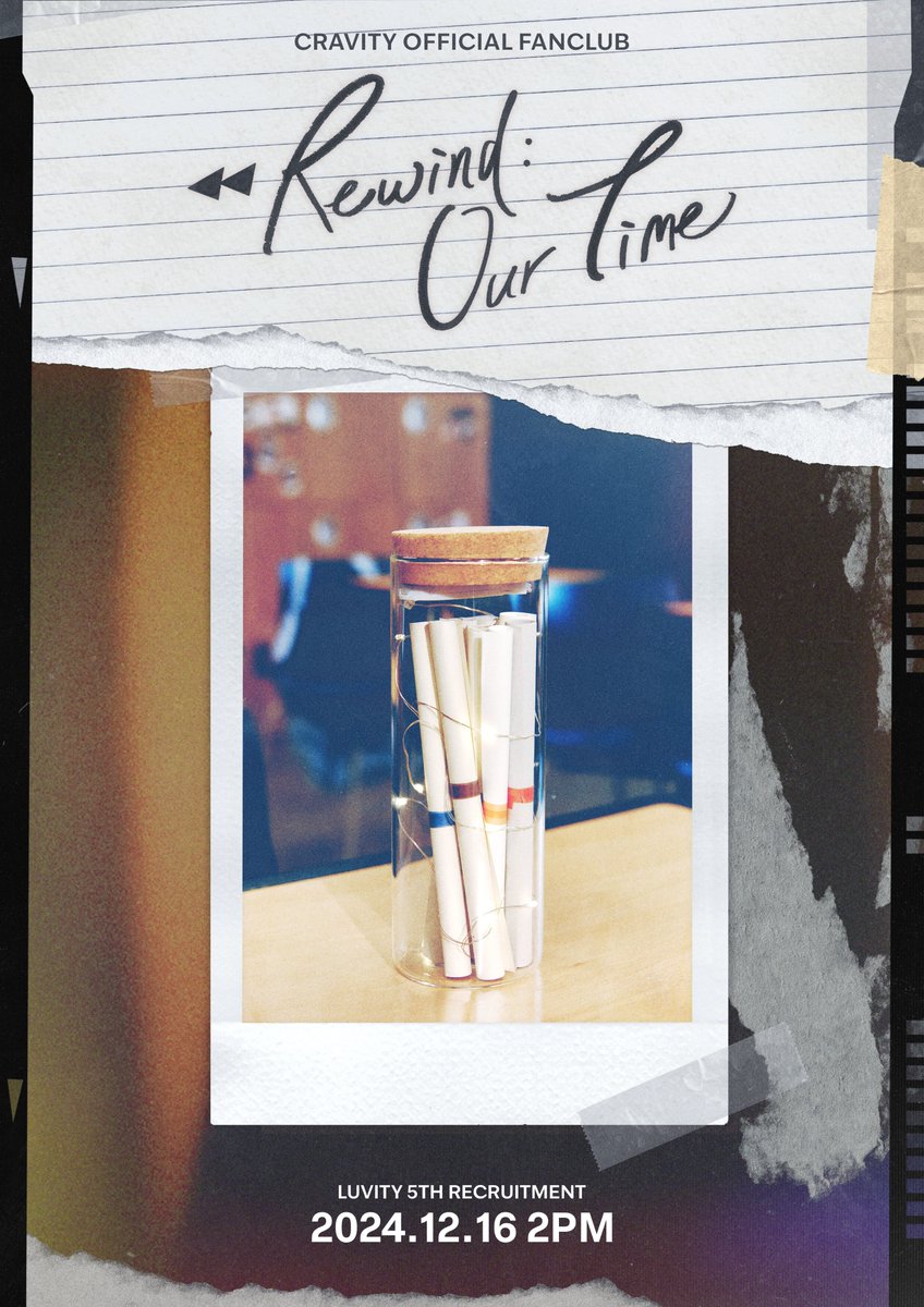 [📢]
CRAVITY OFFICIAL FANCLUB LUVITY 5TH RECRUITMENT
< ⏪ Rewind : Our Time>
⠀
COMING SOON📝
2024. 12. 16 2PM (KST)
⠀
#CRAVITY #크래비티
#LUVITY #러비티