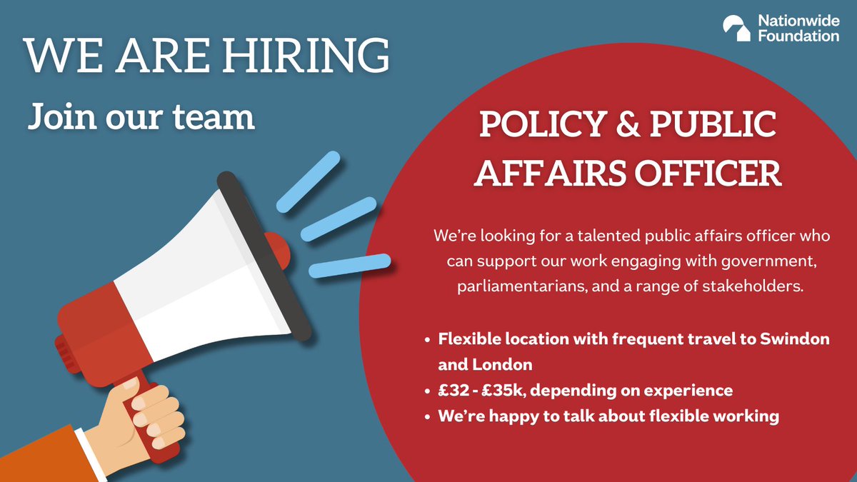 There's still time to apply for our Policy and Public Affairs Officer role. We're looking for someone who can support our work engaging with govt, parliamentarians, and other stakeholders. 

Find out more about this exciting opportunity and apply now! 🖱️💼 nationwide-jobs.co.uk/jobs/507830/po…