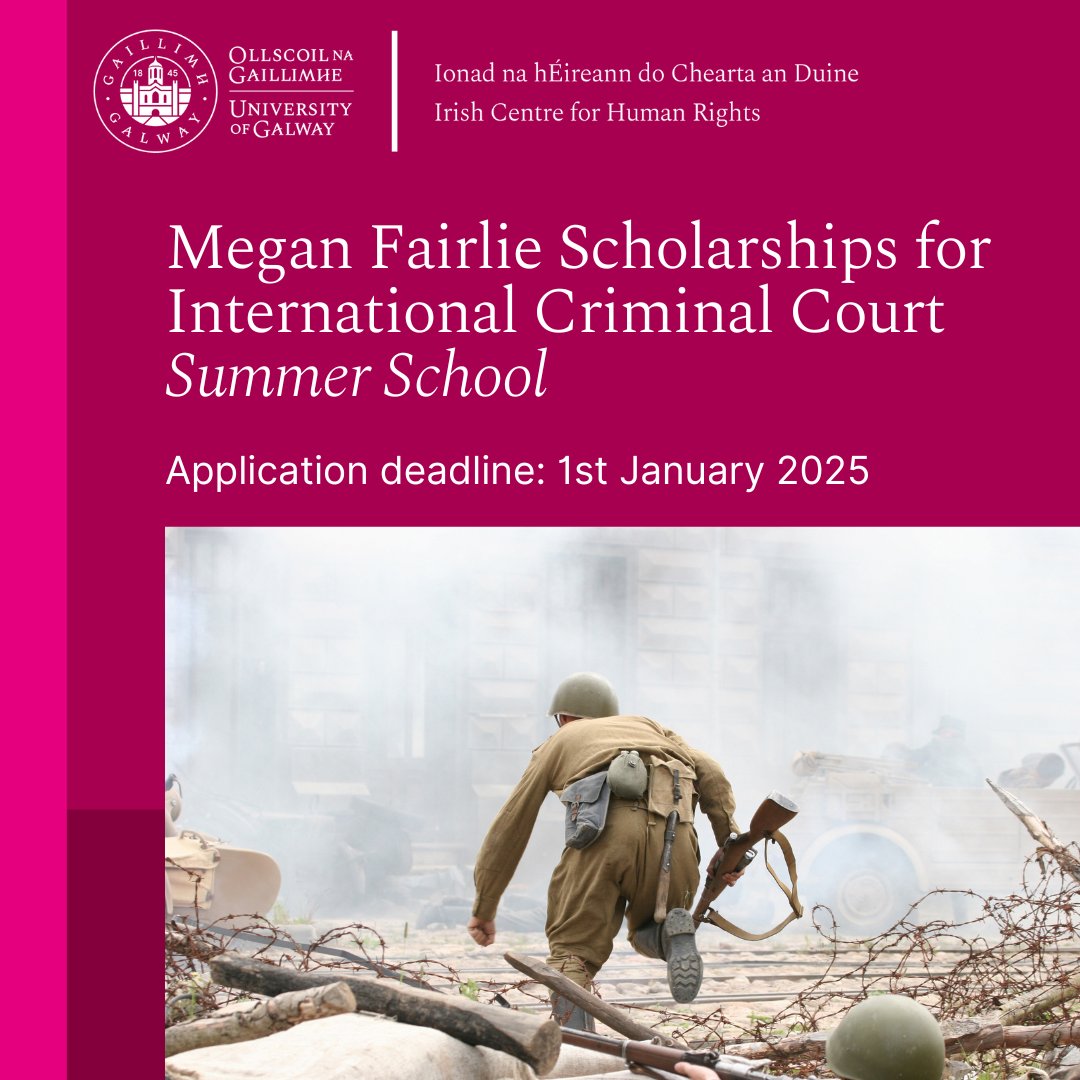 There is only less than a month left to apply for the Megan Fairlie Scholarship for the 2025 <a href="/ICCSummerSchool/">ICC Summer School</a>.

Deadline to apply: 1st January 2025.

More info: universityofgalway.ie/irish-centre-h…

#UniversityOfGalway #GalwayLaw