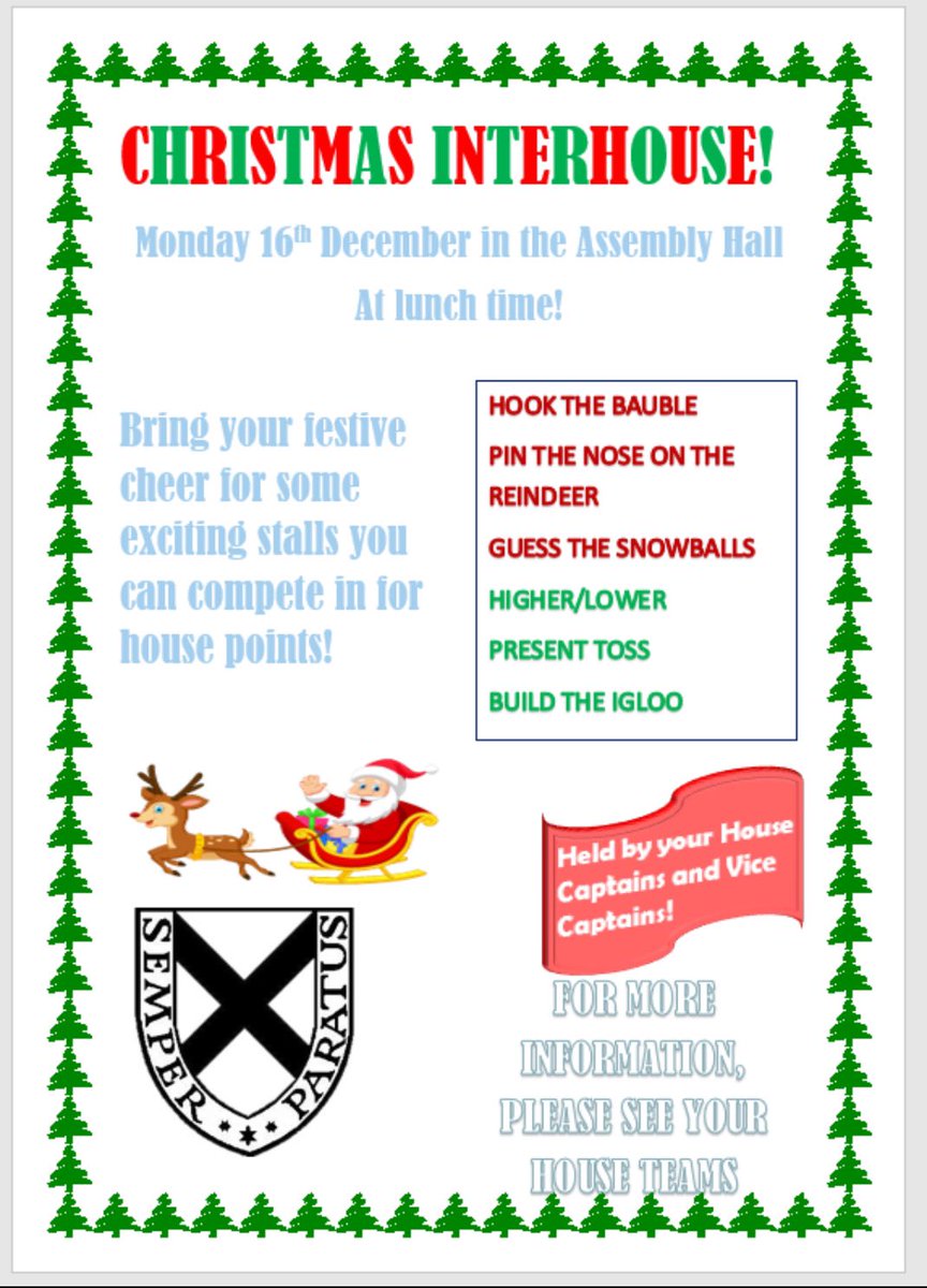 Make sure to come along to our Christmas Inter-house next Monday lunchtime and get some house points ❤️🐺