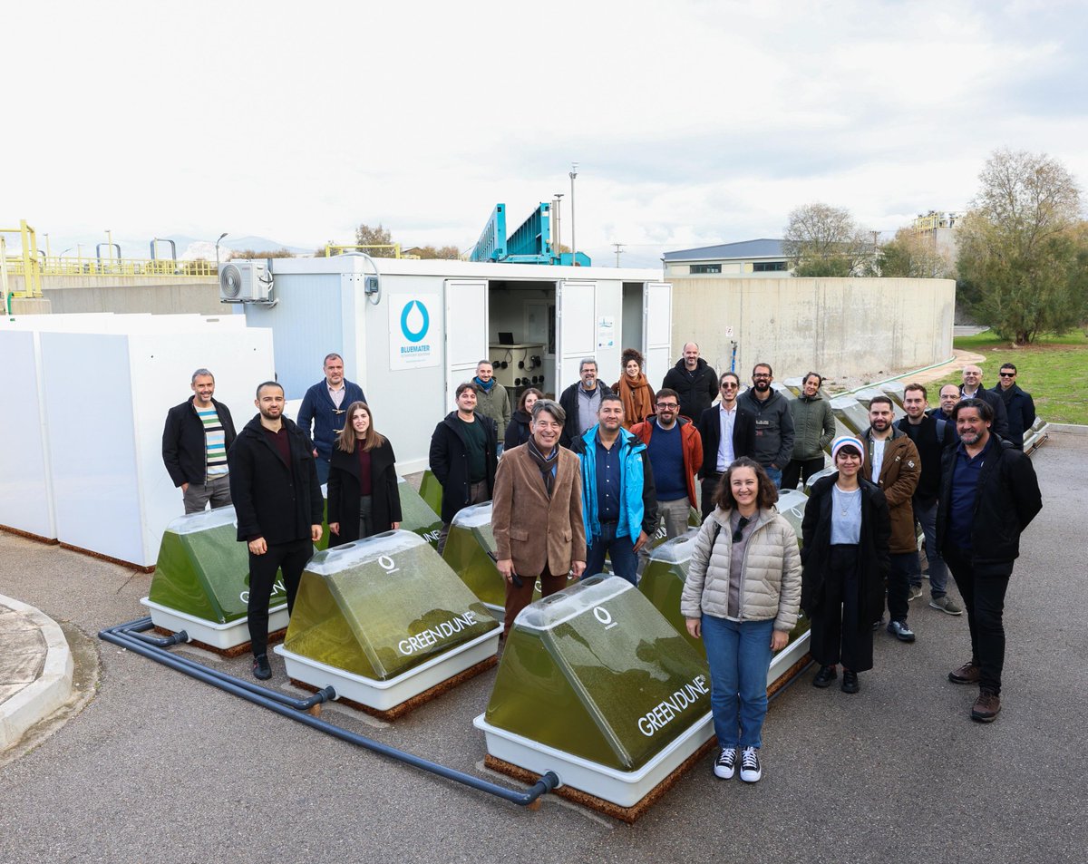 rhemediation's tweet photo. Last week, the consortium visited the Thriasio Wastewater Treatment Plant near Athens to observe the photobioreactor system in action, designed to reduce contaminants sustainably. Insights were shared with Turkish and Italian partners for upcoming installations #MissionOcean https://t.co/QZccYbdQNA