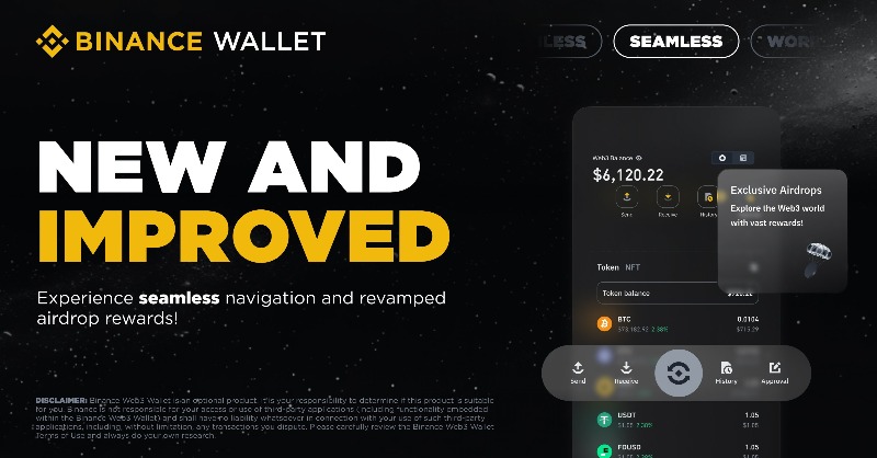 BinanceWallet's tweet photo. Introducing the Seamless #Binance Wallet: sleek design, a unified wallet and endless rewards. Enhance your Web3 experience!

Explore the upgrades now ⤵️