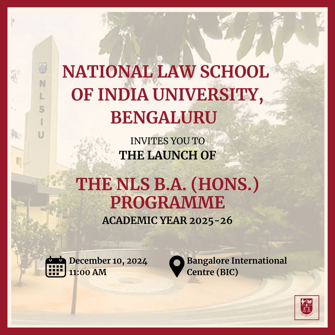 NLSIU (@nlsiuofficial) on Twitter photo NLSIU announces its new B.A. (Hons.) Programme, set to roll out in the upcoming Academic Year 2025-26.
Join us at the official programme launch event at the Bangalore International Centre <a href="/bicblr/">Bangalore International Centre</a> on December 10, 2024.
<a href="/twitatreyee/">Atreyee Majumder</a> NLSIU announces its new B.A. (Hons.) Programme, set to roll out in the upcoming Academic Year 2025-26.
Join us at the official programme launch event at the Bangalore International Centre <a href="/bicblr/">Bangalore International Centre</a> on December 10, 2024.
<a href="/twitatreyee/">Atreyee Majumder</a>