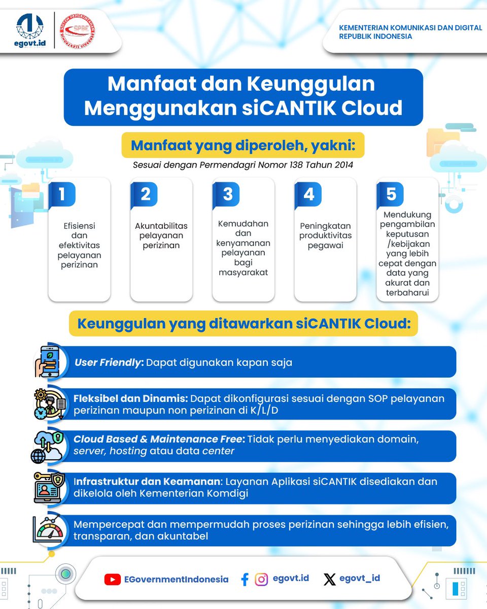 tpdkomdigi's tweet photo. Mengapa harus Aplikasi siCANTIK Cloud?

Karena siCANTIK Cloud adalah Aplikasi Cerdas Layanan Perizinan Terpadu yang cocok bagi kamu yang ga suka antri dan ribet urus berkas manual secara offline. 

Kepoin manfaat dan keunggulannya yuk!

Kawan Egovt sudah pakai layanan aplikasi siCANTIK Cloud belum nih?

#DirektoratLAIP
#EgovtIndonesia
#IntegrasikanNegeri
#SiCANTIKCloud