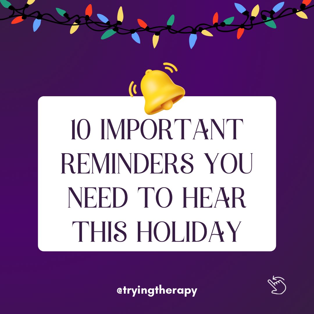 Tryingtherapy's tweet photo. The holidays aren’t easy for everyone, and that’s okay. Whether you’re feeling overwhelmed, lonely, or just “off,” you’re not alone💜. https://t.co/ln7272lDl3