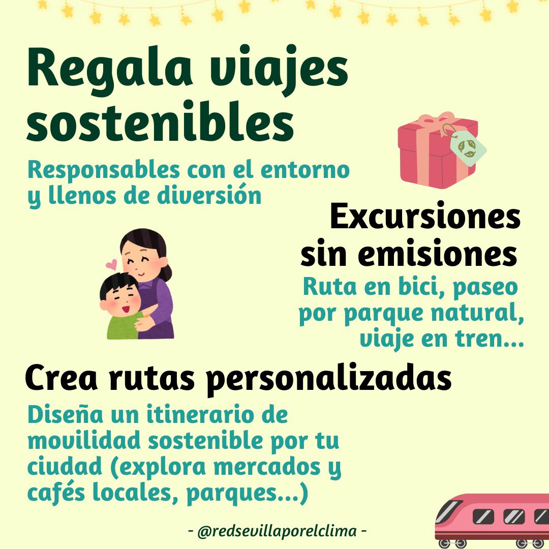 👋🏼🌏🎄Las navidades se acercan… y desde la Red Sevilla por el Clima os iremos compartiendo una serie de propuestas que hagan de la #Navidad una época sostenible y responsable con el medioambiente, que tanta falta hace! 

🚲🚎🚶🏻‍♀️¡Empezamos con la MOVILIDAD! 

#Navidad2024