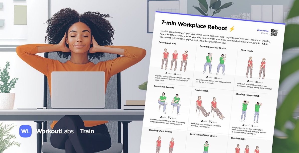 Happy Monday! Try this visual 7-min Workplace Stretches routine during a break 👉 wlabs.me/4fzFKiT to help re-energize your body and mind ⚡️ The best part – you can do it without leaving your workstation! Enjoy!